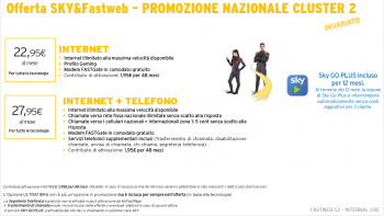 Offerta SKY&Fastweb – Promo Nazionale CLUSTER 2