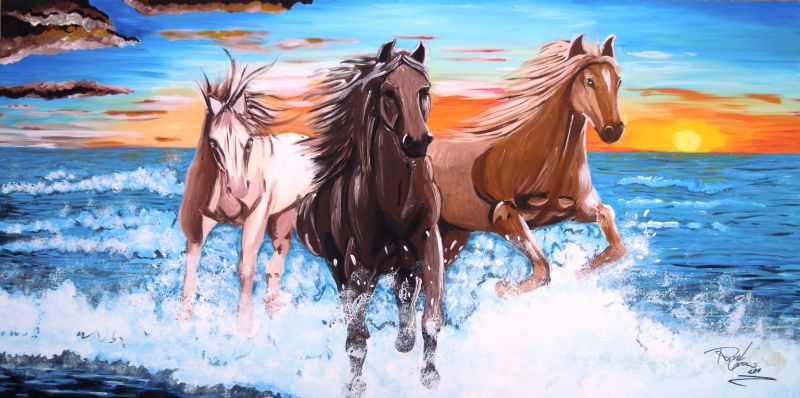 Cavalli in libertà - Opera d'arte di Rosa Iorio