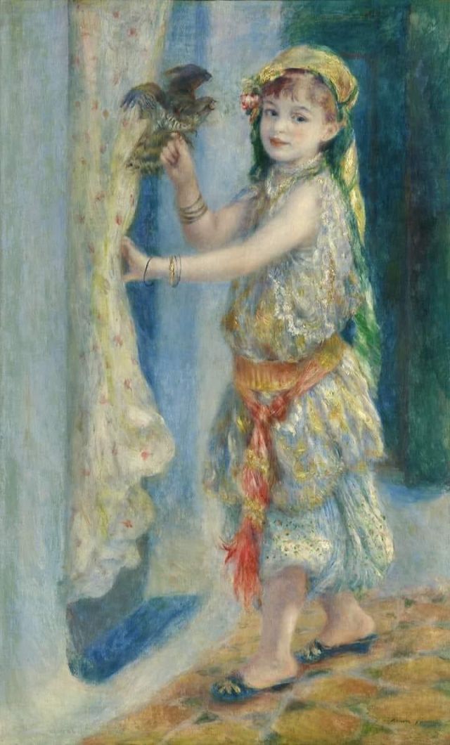 Bambina in costume algerino con un uccello" - Pierre-Auguste Renoir - 1882, olio su tela