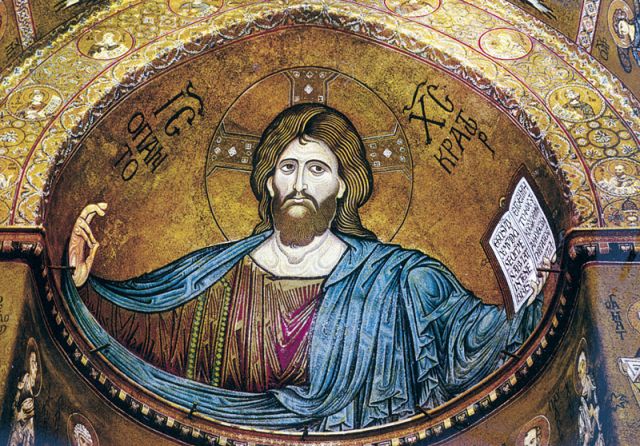 Cristo Pantocratore, 1180-90. Mosaico absidale. Duomo di Monreale (Palermo)