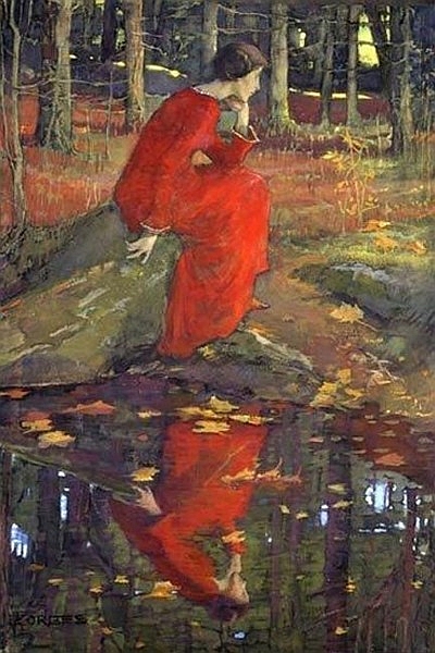 Elizabeth Forbes -The Leaf, 1897/1898, watercolour on paper