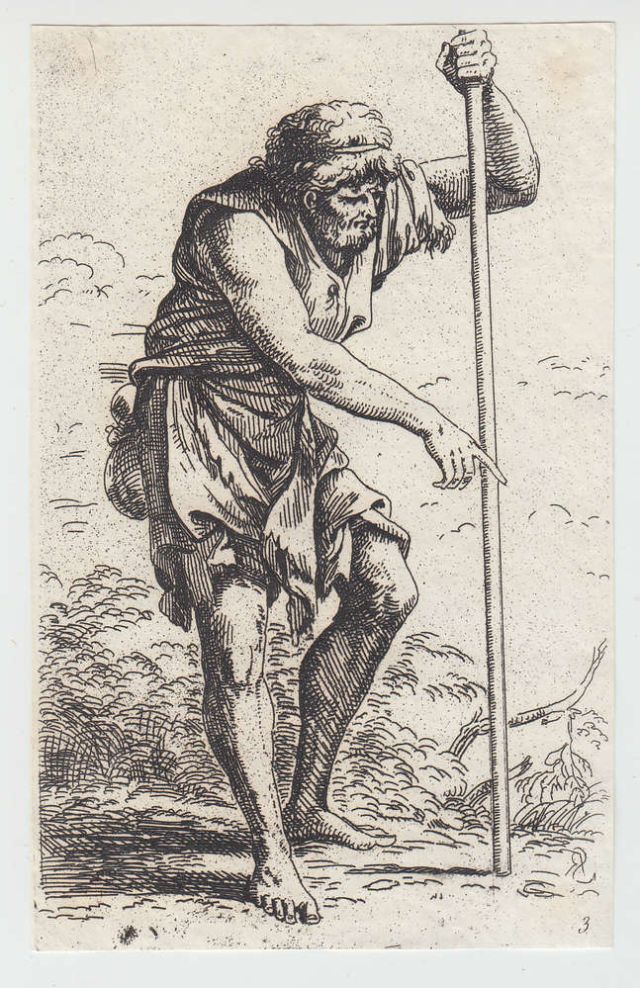 Salvator Rosa, Mendicante con bastone, Figurine, XVIII secolo