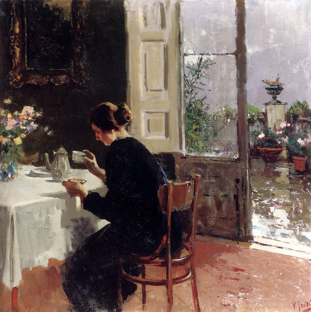 Alla finestra di Vincenzo Irolli (1860-1949, Italy)