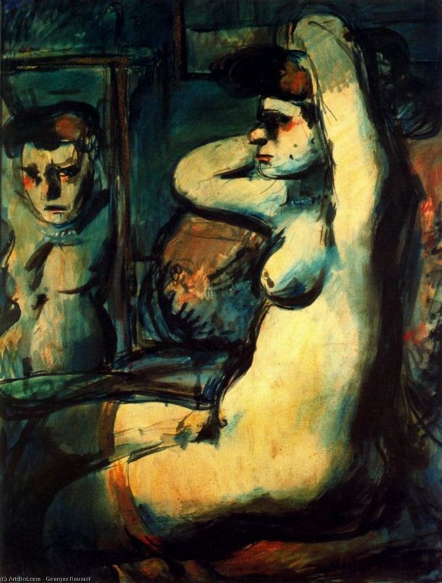 ragazza con specchio di Georges Rouault (1871-1958, France)
