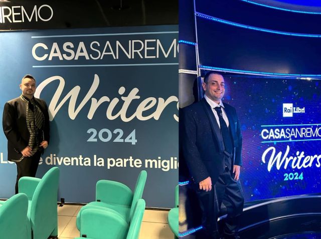 Nunzio Bellino e Giuseppe Cossentino premiati a Casa Sanremo Writers per il libro ''L'Uomo Elastico''