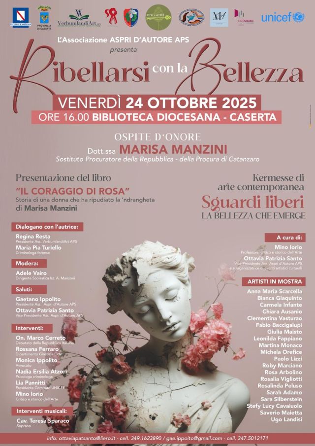 'Ribellarsi con la bellezza'', l’arte contro le mafie, Biblioteca Diocesana di Caserta, locandina