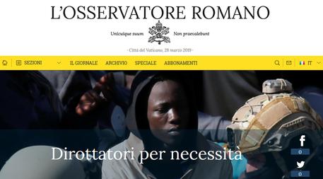 Migranti, L'Osservatore romano: sul mercantile "dirottatori per necessità"