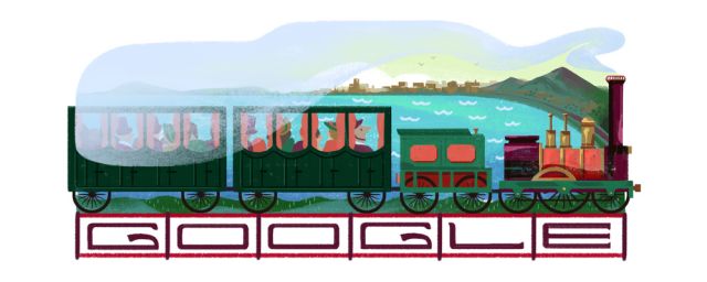 Doodle di Google. Inaugurazione della prima linea ferroviaria italiana, oggi il 180° anniversario