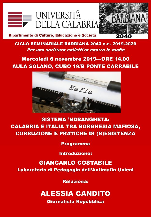 Sistema ’ndrangheta: all’Unical seminario con la giornalista di Repubblica Alessia Candito