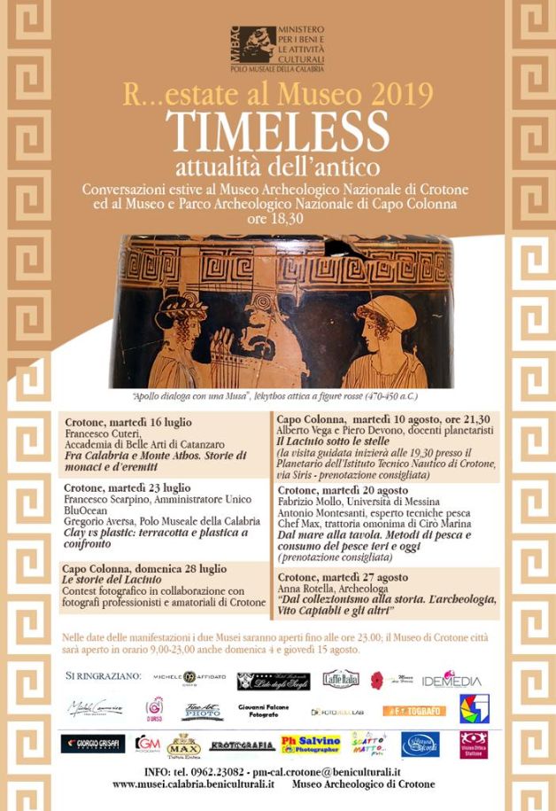 CROTONE, R…estate al museo 2019 Timeless - Attualita' dell’antico, Conversazioni estive (16-lug/27-ago)