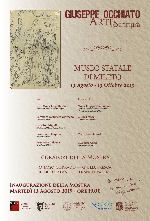 Mostra: Giuseppe Occhiato Arte e scrittura, Museo Statale di Mileto, 13 agosto/13 ottobre 2019