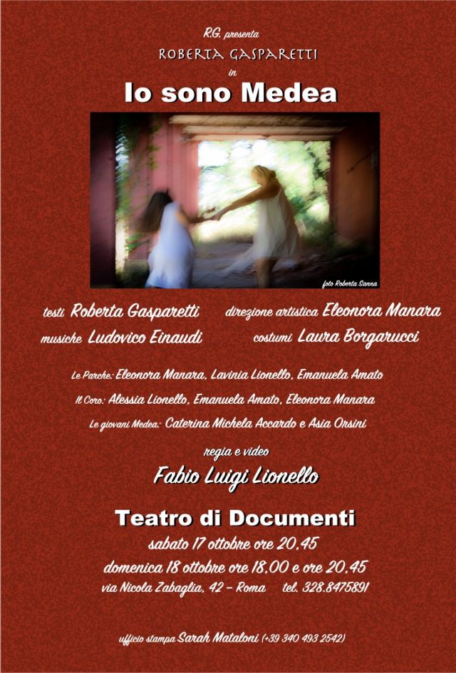 ''Io sono Medea'', in scena a Roma al 'Teatro di Documenti' sabato 17 e domenica 18 ottobre