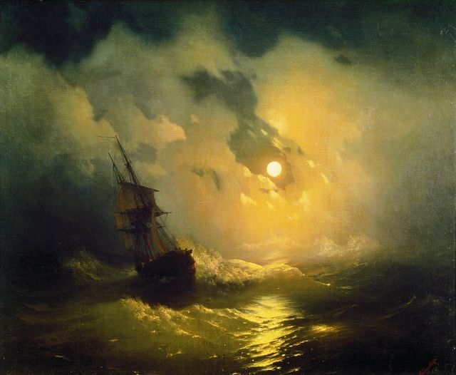 Stormy sea at night - Ivan Aivazovsky 1848
