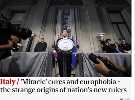 Guardian, governo italiano fra 'cure miracolose' e eurofobia