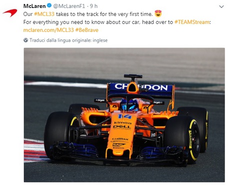 Formula Uno, la nuova McLaren è arancione